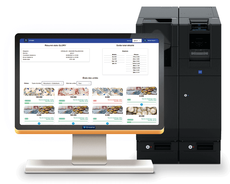 Monnayeur Glory CI-10 et application Crisalid Lycash